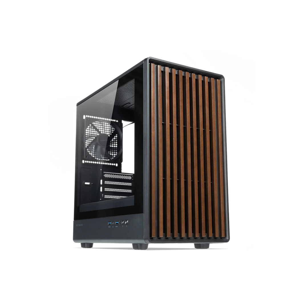 Tecware Timber M High Airflow Black TG mATX Case w/ 4x120mm Fan