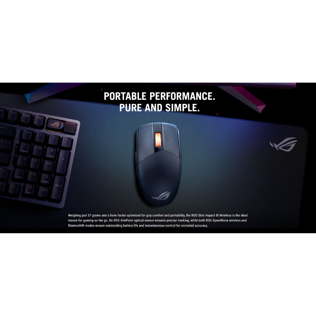 Asus ROG Strix Impact III Wireless Gaming Mouse - 57G Lightweight | Aimpoint 36K DPI