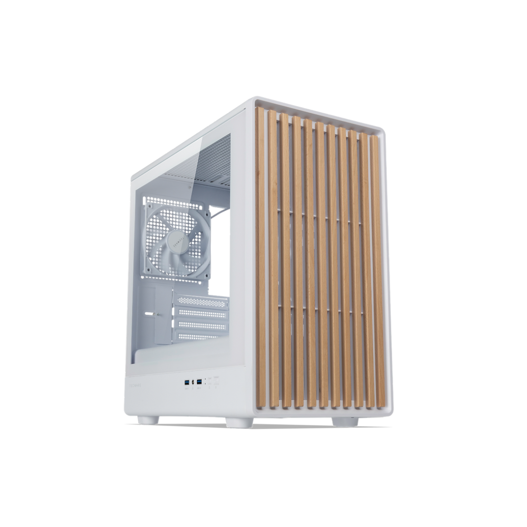 Tecware Timber M High Airflow White TG mATX Case w/ 4x120mm Fan