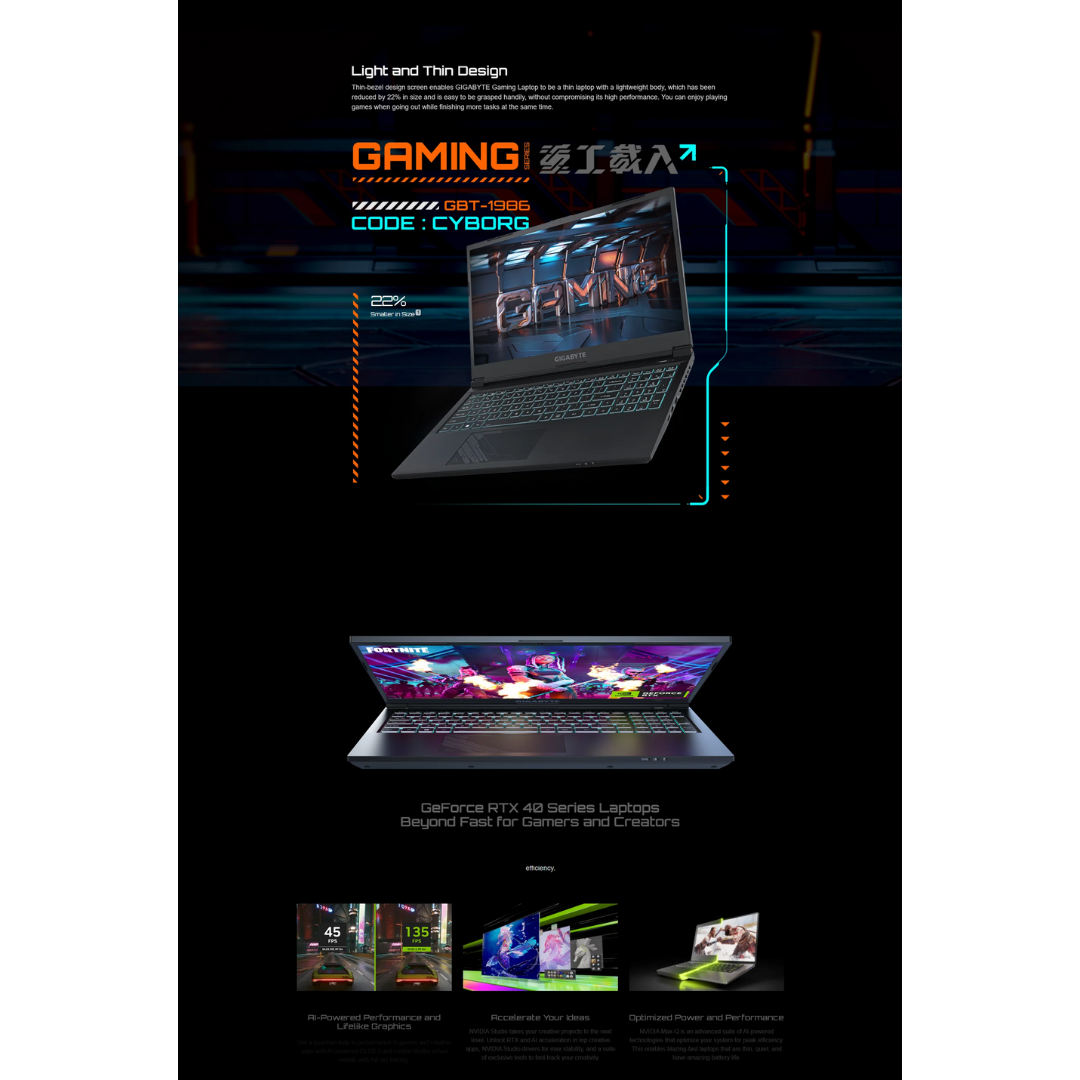 Gigabyte G5 MF5-52PH383SH Gaming Laptop | 15.6" FHD | i5-13500H | 8GB RAM | 512GB SSD | RTX 4050 | Windows 11 Home | Gigabyte Gaming Backpack | Free Adata AD5S48008G-S/ 8GB 4800MHz DDR5 SODIMM Memory