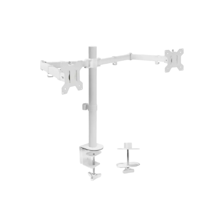 Inplay KMT-2 White Dual Arm Monitor Mount 13-27" Fully Adjustable with C Clamp Stand