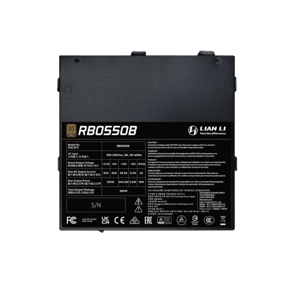 Lian Li RB0550B 550W Black 80+ Bronze ATX 3.1 Non-Modular Power Supply G9P.RB0550B.B000.US