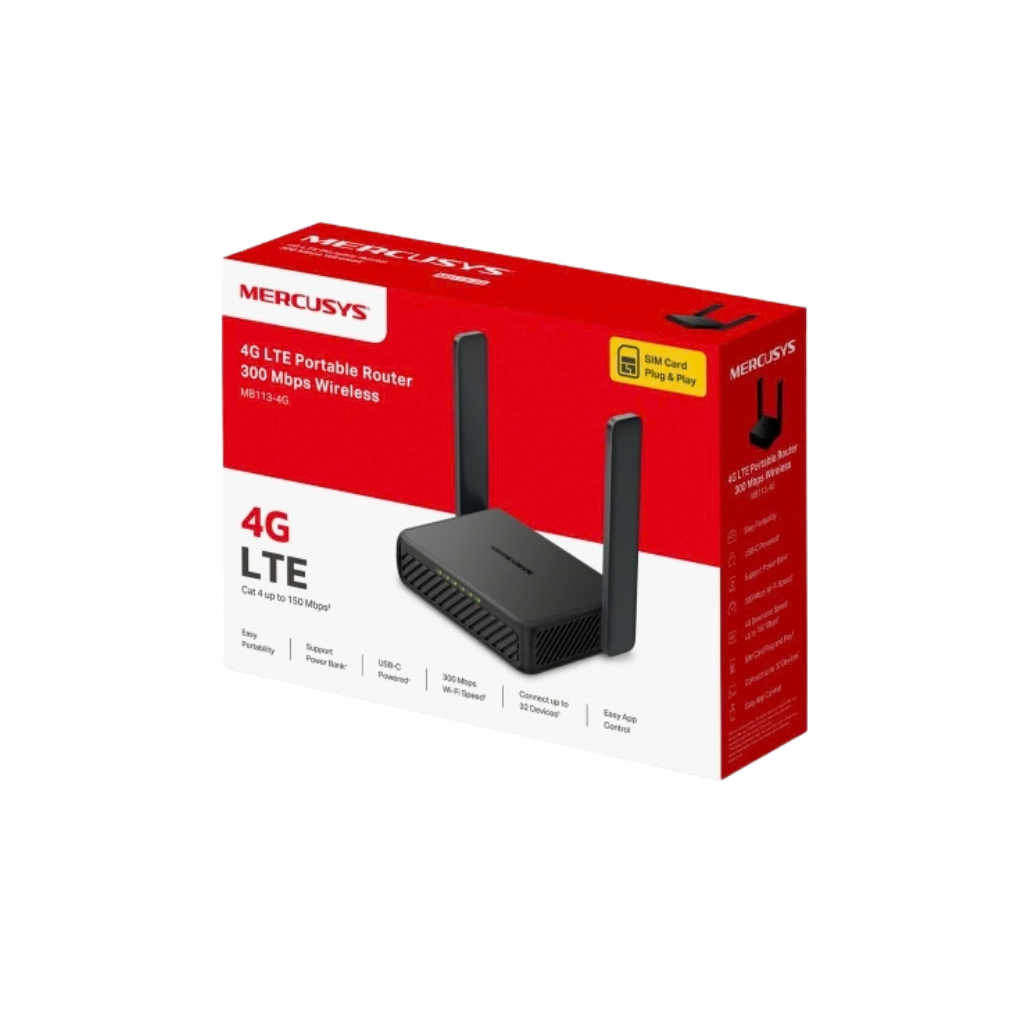 Mercusys MB113-4G 300Mbps Wireless 4G Network LTE Dual-Mode VPN Portable Router