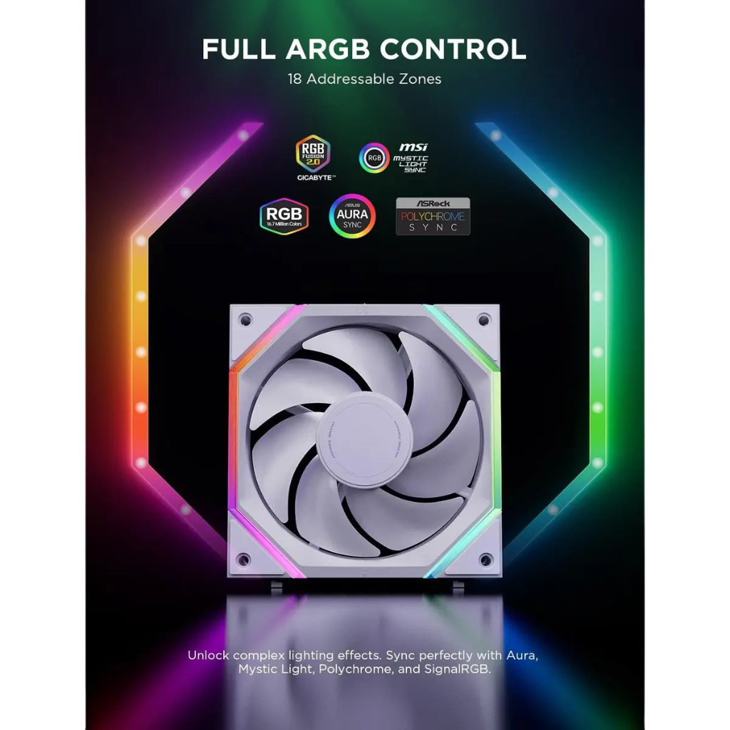 Asiahorse Nyota Pro 120MM Daisy Chain ARGB Reverse White 3-Pack Fan