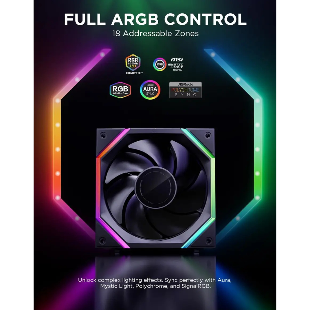 Asiahorse Nyota Pro 120MM Daisy Chain ARGB Reverse Black 3-Pack Fan
