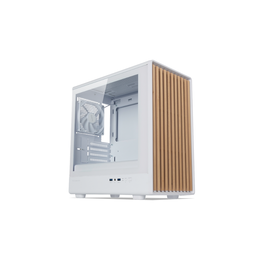 Tecware Timber M High Airflow White TG mATX Case w/ 4x120mm Fan