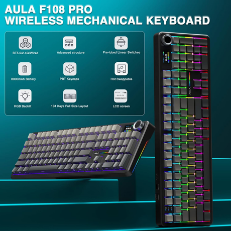 Aula Wind F108 PRO Wireless Mechanical Gradient Gray / Raindrop Switch