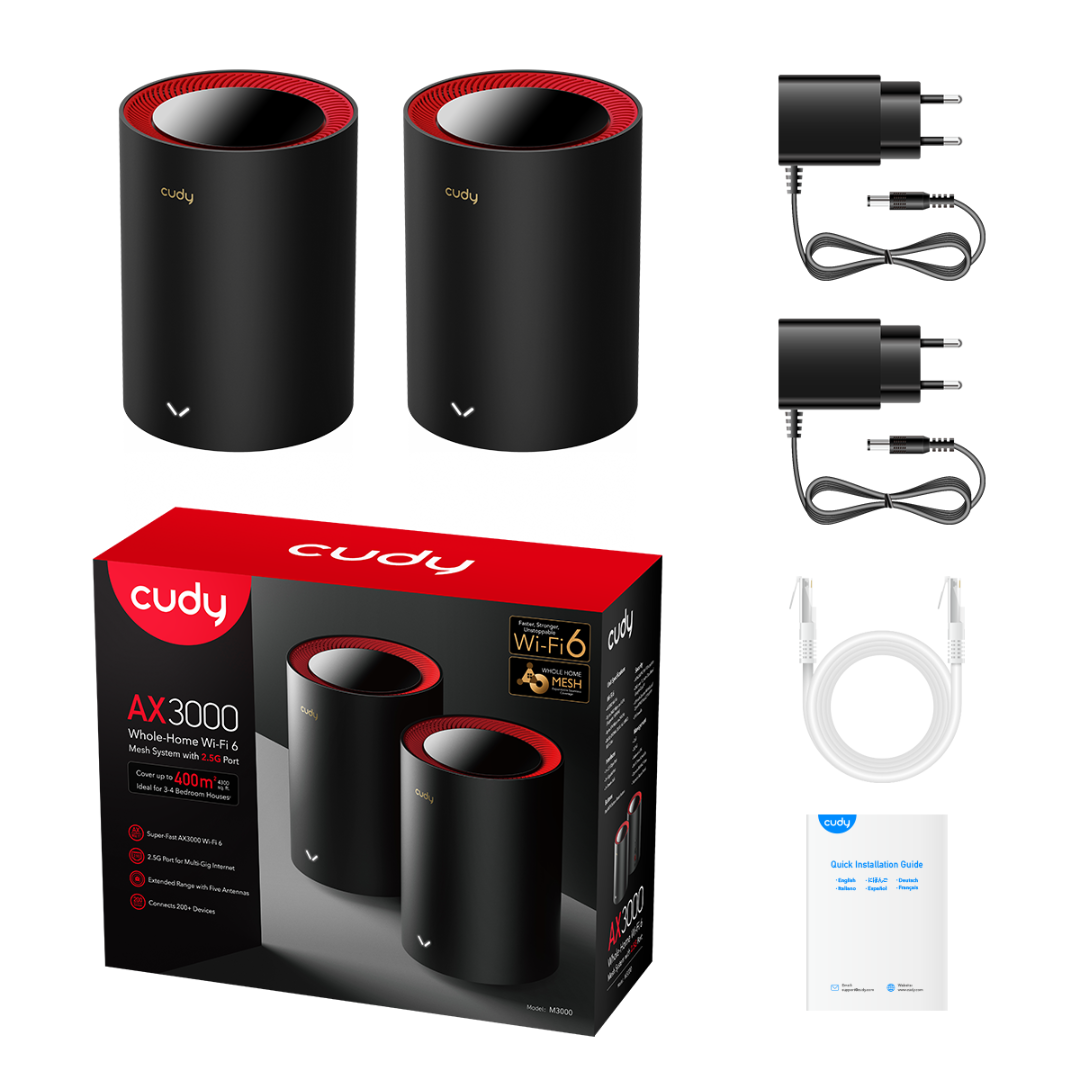 Cudy M3000 AX3000 2.5G Dual Band WIFI6 Mesh System (1 Pack/2 Pack)