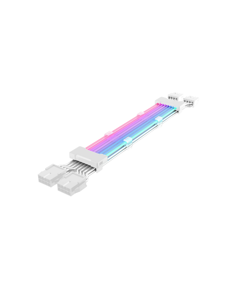 Gpu Cable Arm Dual 8pin ARGB PCIE/GPU Extension Cable WHITE – DynaQuest PC