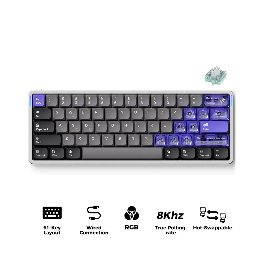 Nuphy Air60 HE Silver / Magnetic Jade (POM) Keyboard