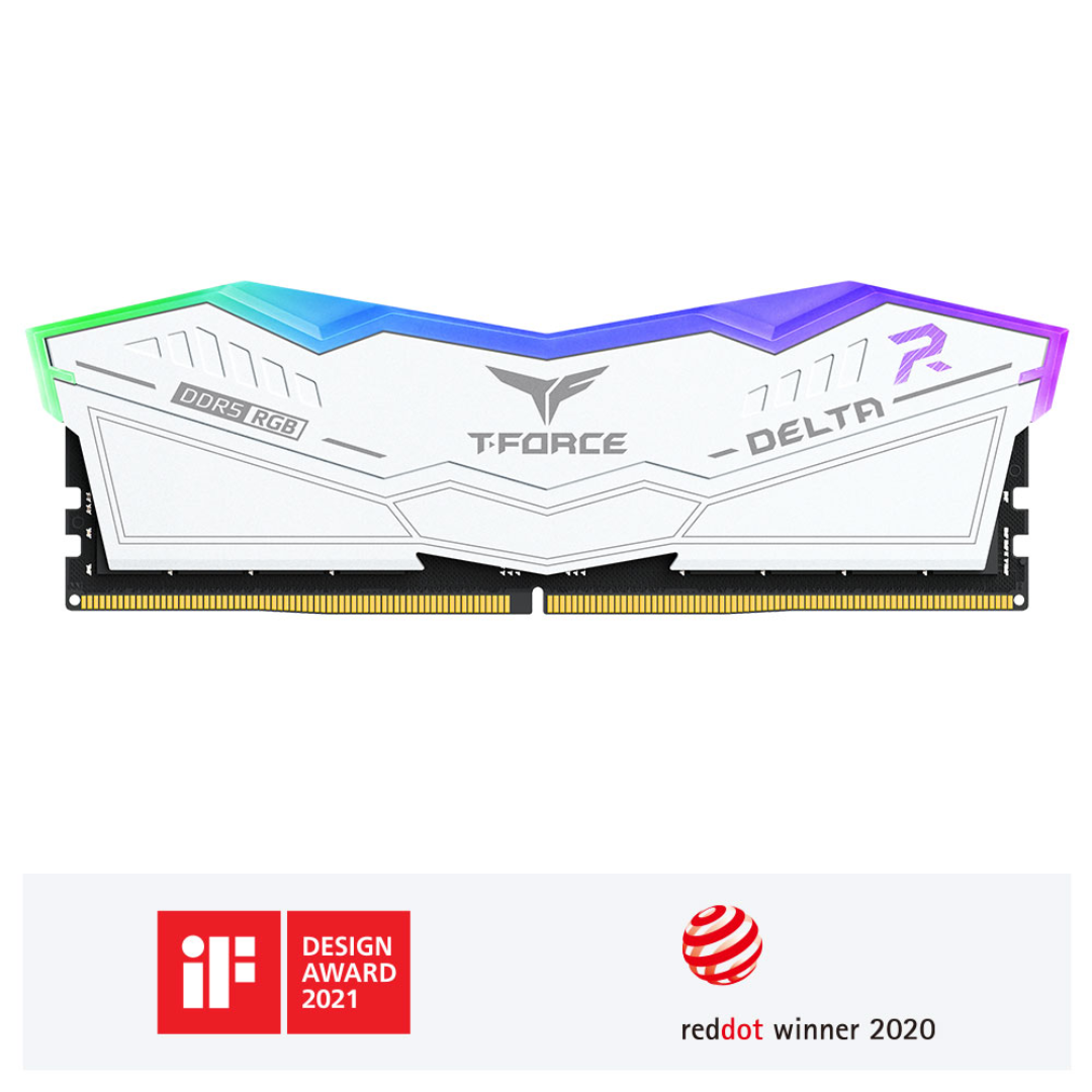 T-Force Delta RGB 16GB White DDR5 5200MT/s Desktop Memory FF4D516G5200HC40C01