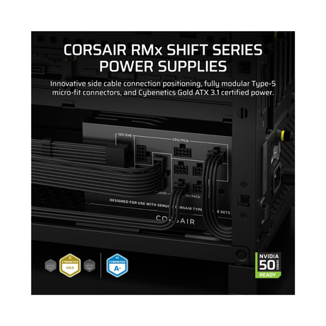 Corsair RM850X SHIFT 850w 80+ GOLD ATX 3.1 Full Modular Power Supply CP-9020299-NA