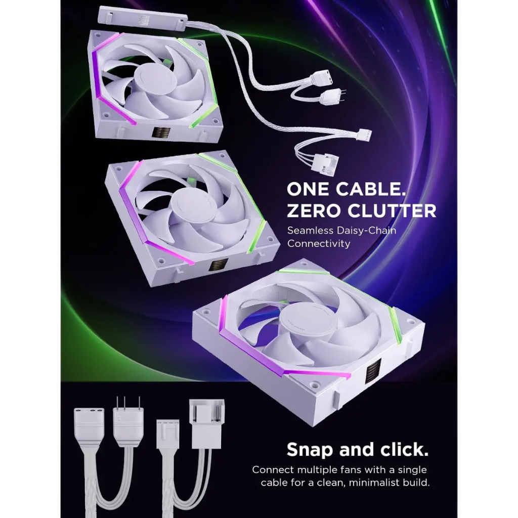 Asiahorse Nyota Pro 120MM Daisy Chain ARGB White 3-Pack Fan