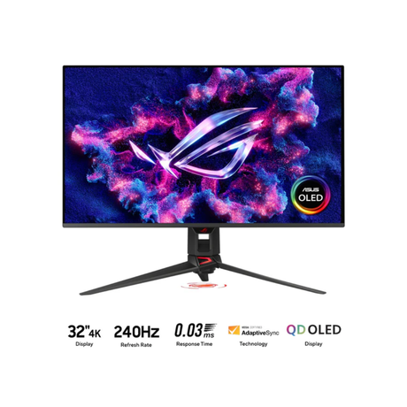Asus ROG Swift OLED PG32UCDM3 32" QD-OLED 240Hz 4K (3840x2160) 0.3ms GTG Gaming Monitor BLACK with Tilt, Height, Swivel & Pivot Adjustment