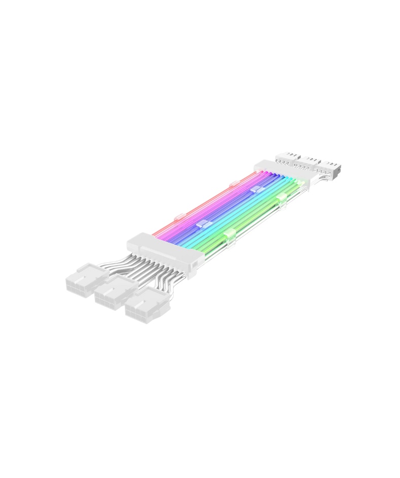 Triple 8pin ARGB PCIE/GPU Extension Cable WHITE – DynaQuest PC