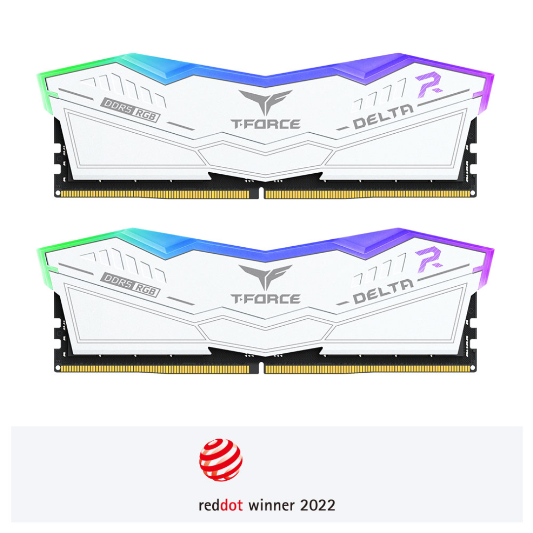 T-Force Delta RGB 32GB (2x16GB) White DDR5 5600MT/s CL36 Desktop Memory FF4D532G5600HC36BDC01