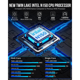 GMKtec G3 Plus NucBox Mini PC (Black) - Intel 12th N150 | 16GB DDR4 | 512GB M.2 | WiFi 6 | 2.5G | Windows 11 Pro