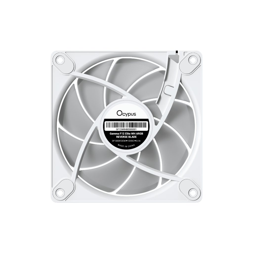 Ocypus Gamma F12 Elite White 120mm Reverse ARGB PWM Transparent Fan GAMMA-F12-WH1AM01E-GL