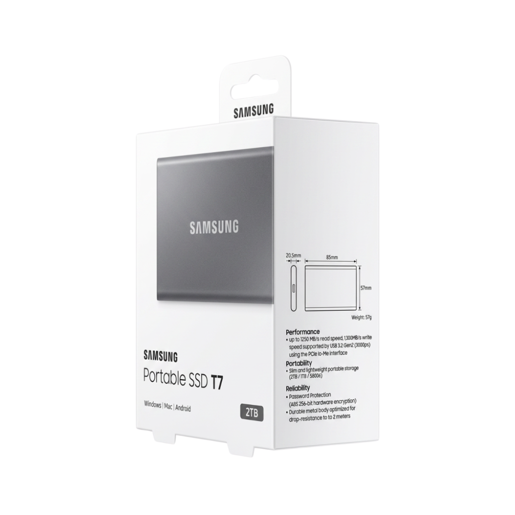 Samsung T7 PORTABLE SSD 2TB Titan Gray usb3.2 MU-PC2T0T/WW