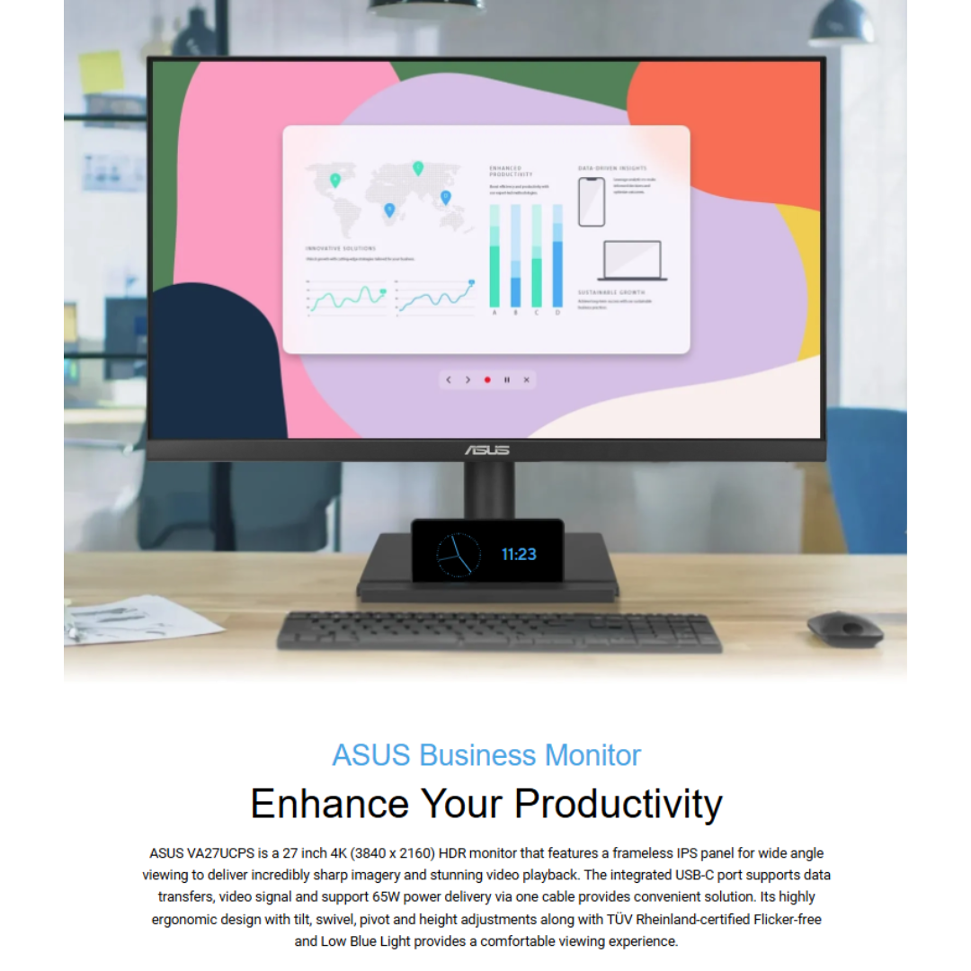 Asus VA27UCPS 27" IPS 60Hz 4K UHD 3840x2160 5ms GTG Business Monitor