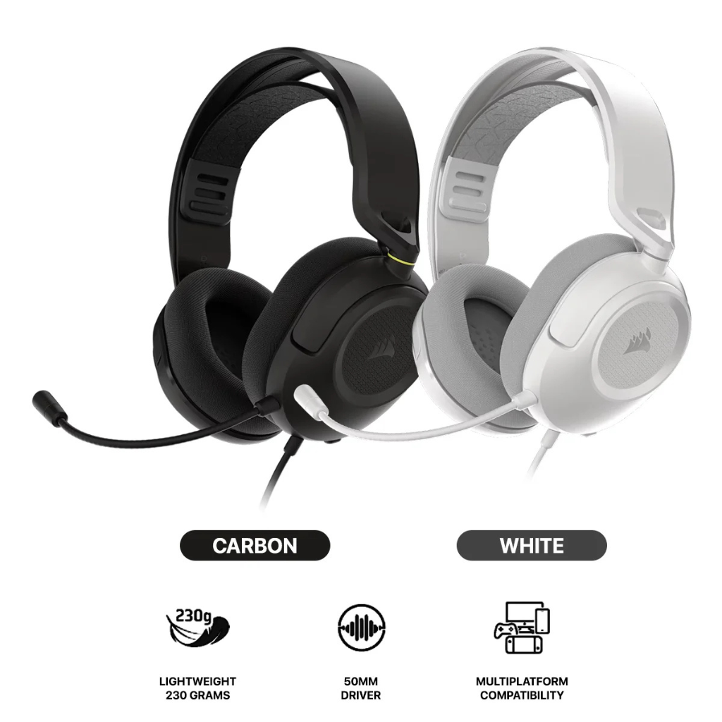 Corsair HS35 V3 Stereo Wired Gaming Headset ( Carbon CA-9011399-WW | White CA-9011400-WW )