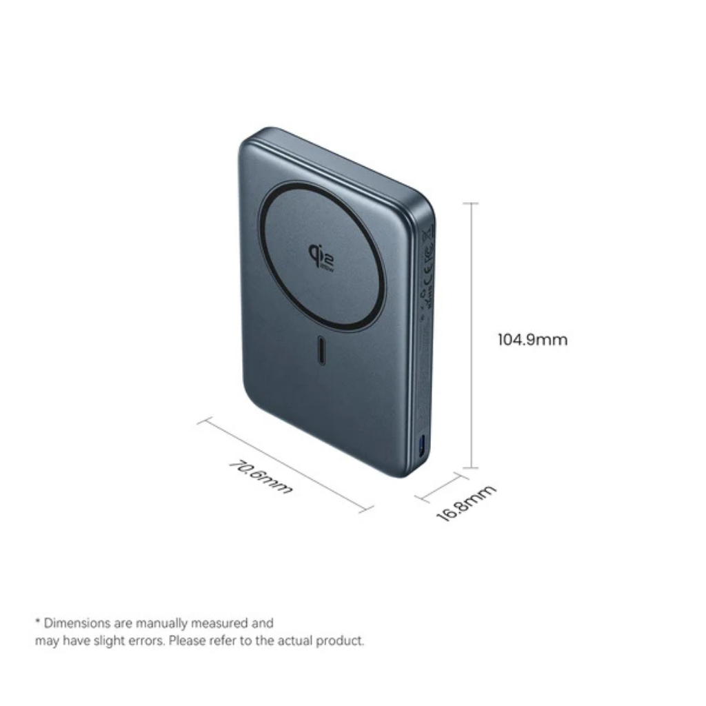 Vention QI2.2 10000mAh 25W Magnetic Wirelesss Power Bank Gray JP387PRO