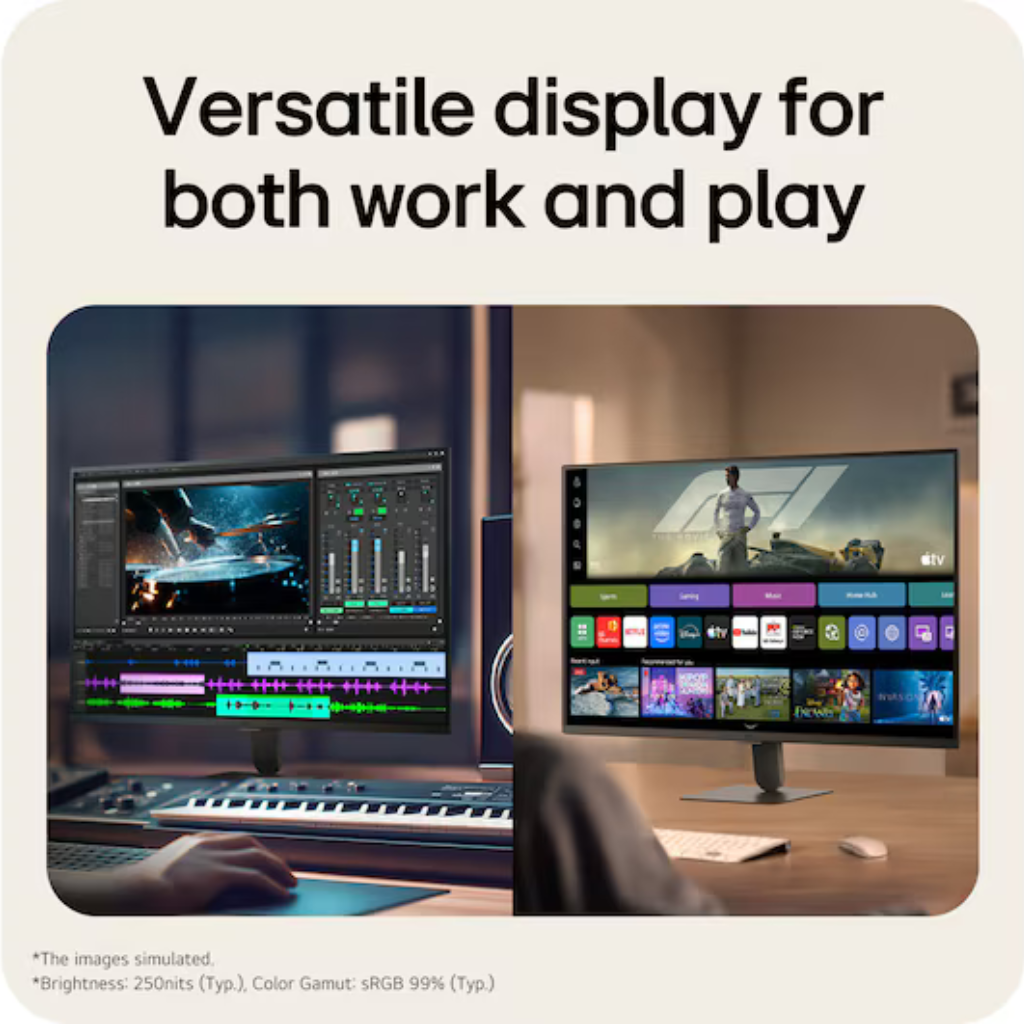 LG 32U501SB-B 32" VA 120Hz FHD 1920x1080  5ms GTG Smart Monitor AI U5s, for Streaming With Webos Tilt Adjustment