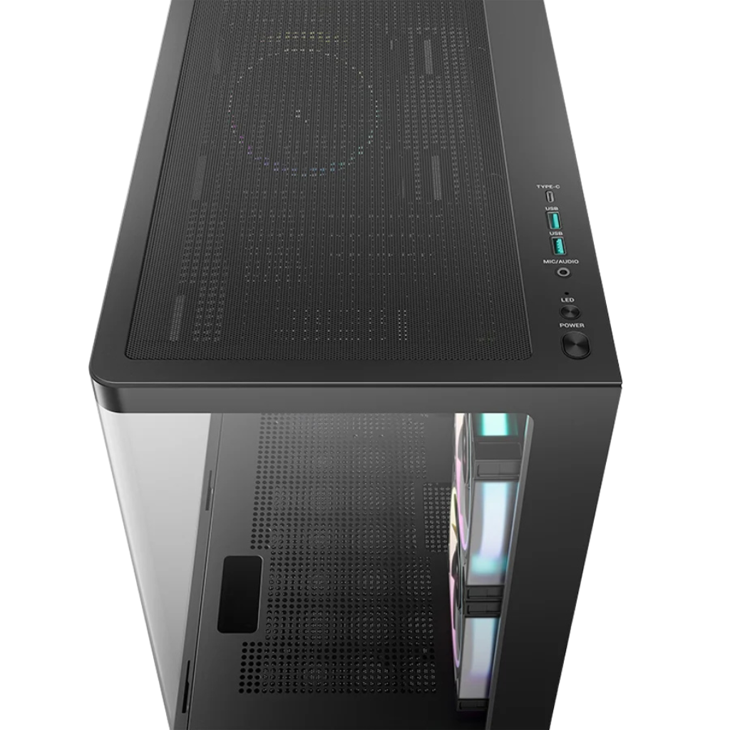 DeepCool CG380U 3F Panoramic Curved Glass M-ATX PC Case Black R-CG380U-BKAGM3-G