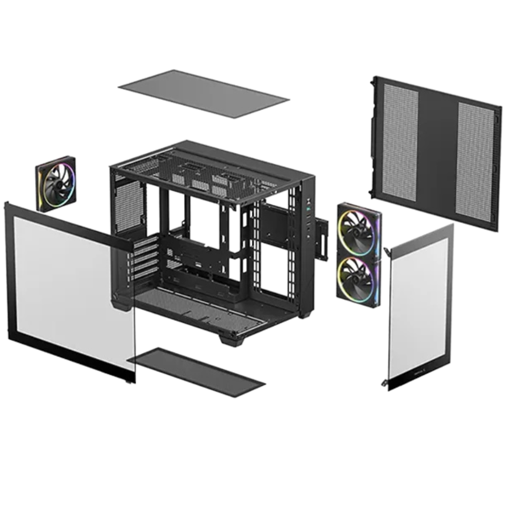 DeepCool CG330 3F Panoramic Glass Panel Dual Chamber M-ATX PC Case (Black R-CG330-BKNGM3-G | White R-CG330-WHNGM3-G)