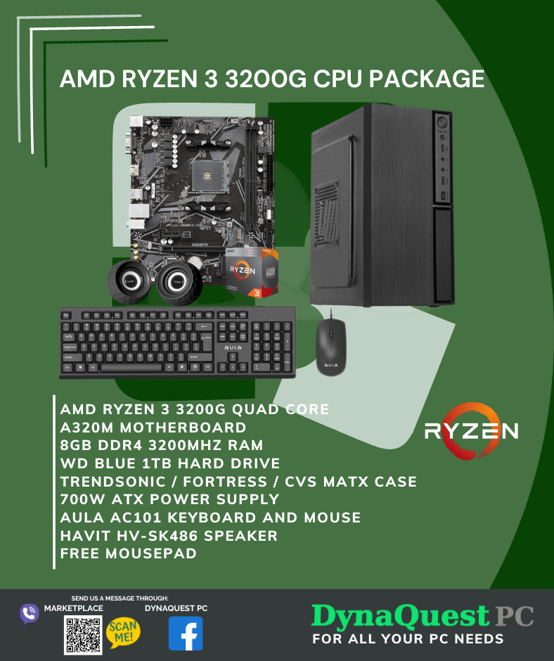 AMD Ryzen 3 3200G Vega 8 Graphics 4 Core 8GB | 1TB | kb | mouse 