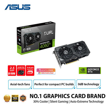 ASUS Dual GeForce RTX 4060 Ti 16GB OC Edition GDDR6 (PCIe 4.0, 16GB GDDR6,  DLSS 3, HDMI 2.1a, DisplayPort 1.4a, 2.5-slot design, Axial-tech fan  design, 0dB technology) DUAL-RTX4060TI-O16G 