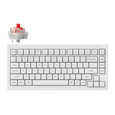 Keychron V1 QMK White Fully-Assembled with Knob Hot-Swappable RGB 75% Mechanical Red Switch Keyboard V1-F1