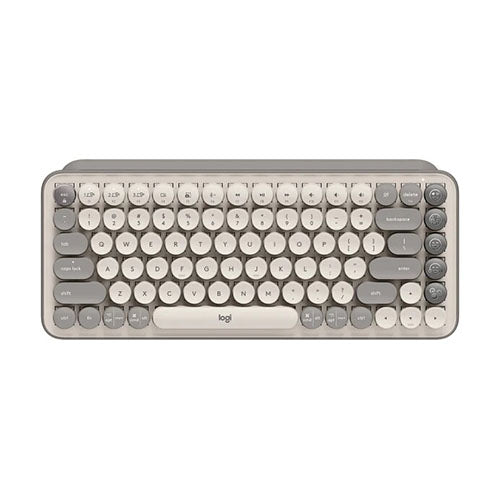 Logitech POP KEYS Wireless Keyboard with Customizable Emoji Mist Sand