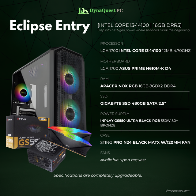 Cpu Sting Model Intel Core i3-14100 | H610M | 16GB DDR4 RAM | 500GB NVMe SSD | 500W PS ...