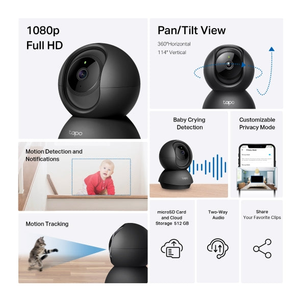 TP-Link Tapo C201 1080p Full HD WiFi IP Security Cctv Sale Camera Connect to Cellphone with Mic and Speaker Pan/Tilt