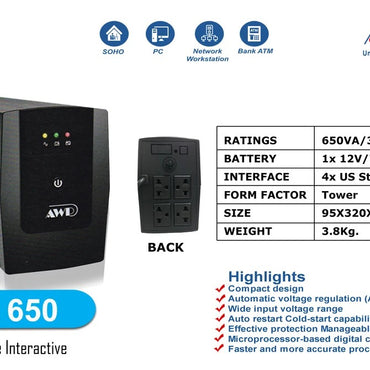 Awp Wise (AID650) 650va / 360w UPS
