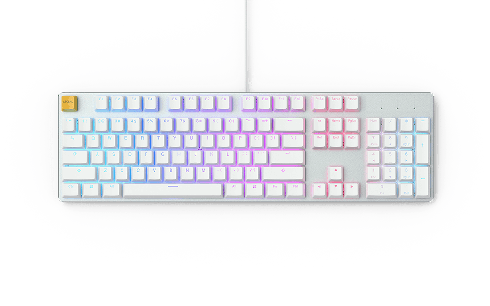 Glorious GMMK White Ice Full Size 104 keys pre-built Mechanical Keyboard