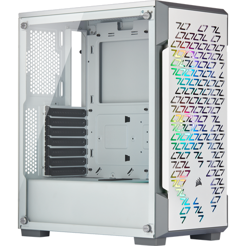 Corsair iCUE 220T RGB Airflow TG Mid-Tower Smart Case — White 3x120mm CC-9011174-WW