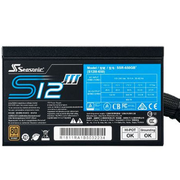 Seasonic S12III 650 BRONZE 650watts 80+ Power Supply SSR-650GB3