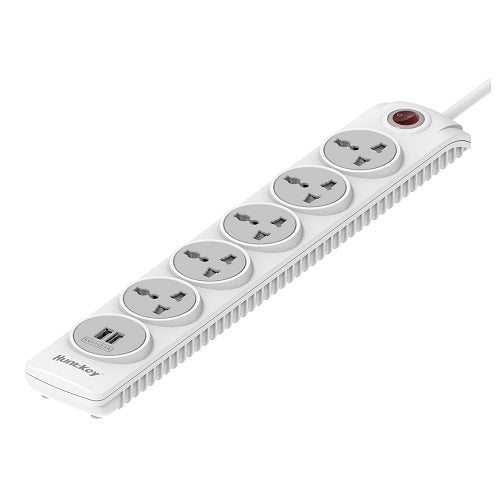Huntkey SZN607 Surge Protection 5 universal Sockets with 2USB Ports (2.4A Max) 3meters Power Extension Cord