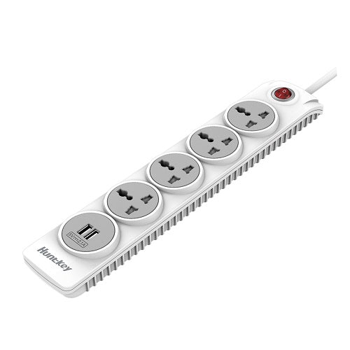 Huntkey SZN507 Power Extension Cord 4 Universal Sockets with 2USB Ports (2.1A Max) 3meters