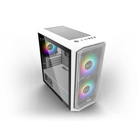 Sting Pro N24 White TG mATX MidTower Gaming Case (with 1*120mm Rainbow Fan)