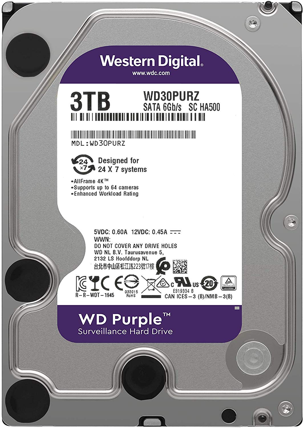 Western Digital WD Purple 3TB WD30PURZ (Surveillance) Hard Drive