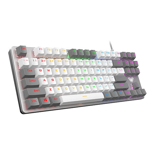 Aula F3287 Wired TKL 80% Compact 87Keys White&Grey keycaps Mechanical Gaming Keyboard