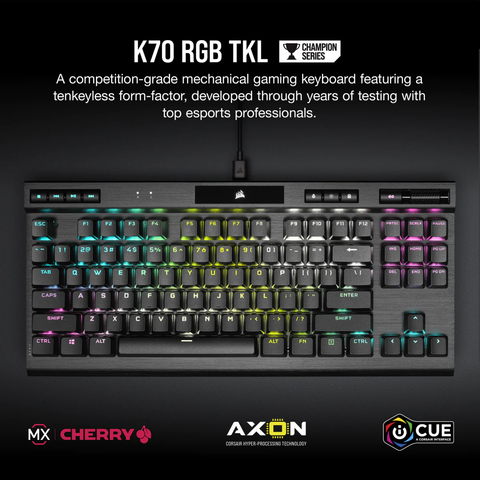 Corsair K70 RGB TKL Champion Mech MX RED Keyboard CH-9119010-NA
