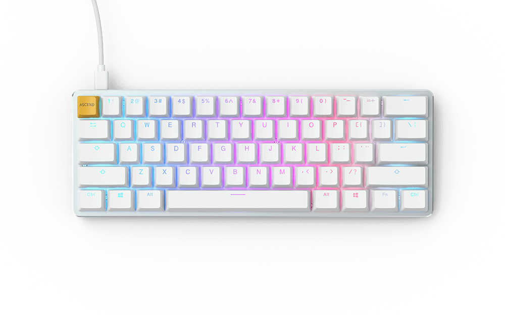 Glorious GMMK White ICE Compact 61 Key Pre-Built Brown Switch GLO-GMMK – DynaQuest PC