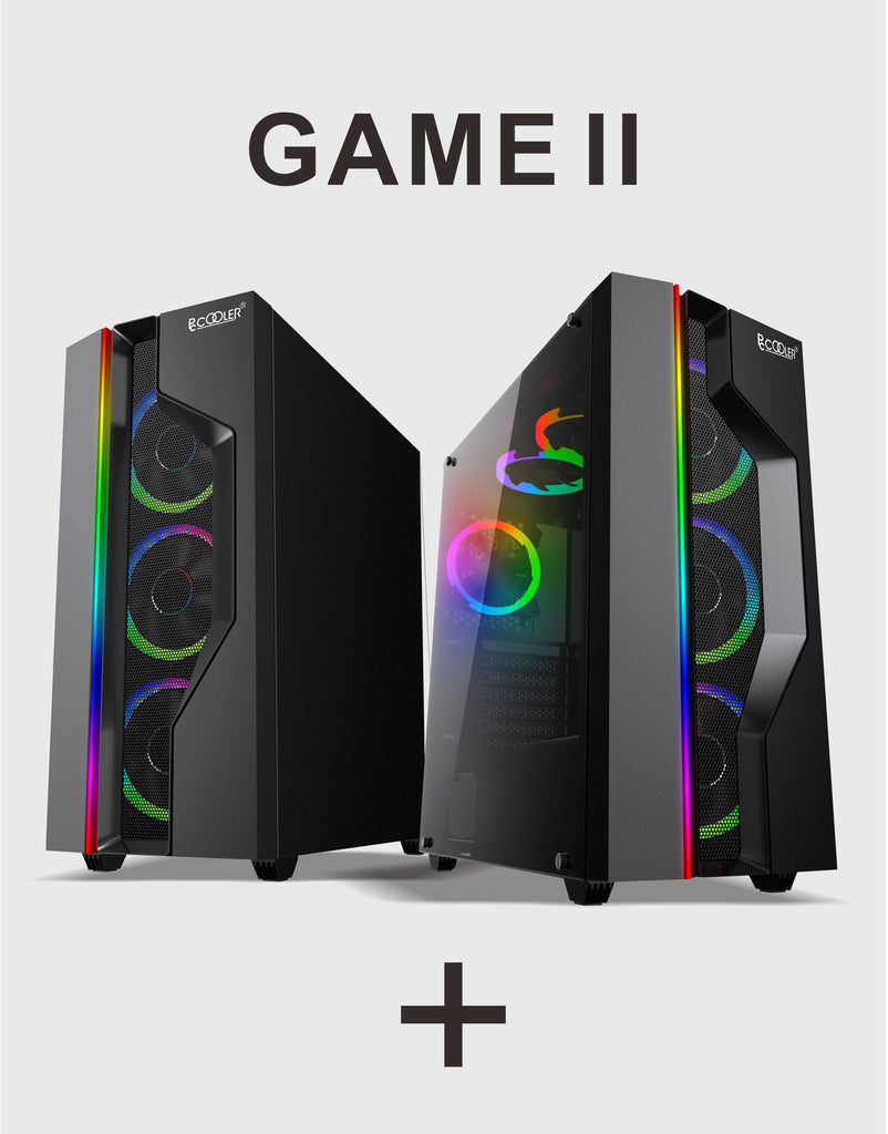 PCcooler GAME Ⅱ Black ATX TG Mid Tower Case (with 1*120mm FX-120-3 Fan)