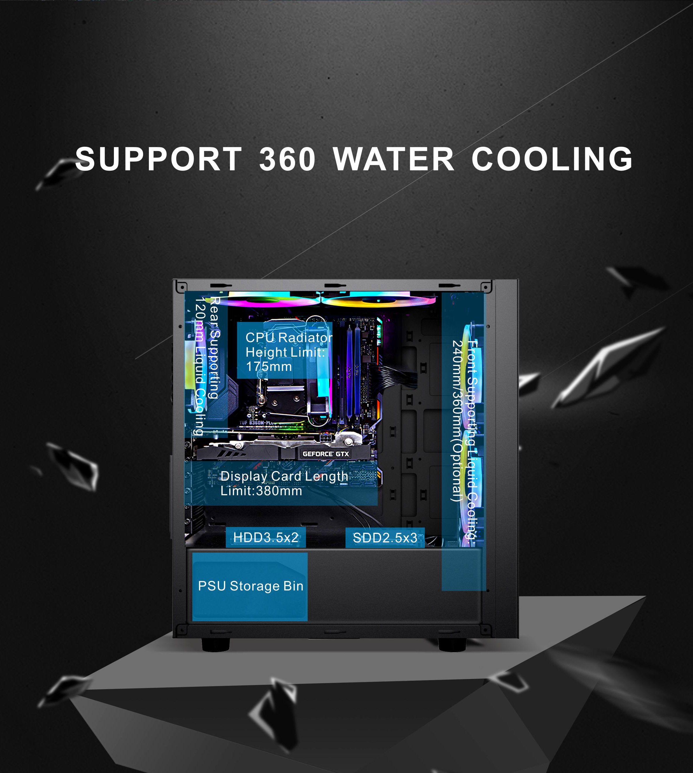 PCCooler GAME Ⅱ Black ATX TG Mid Tower Case (with 4*120mm