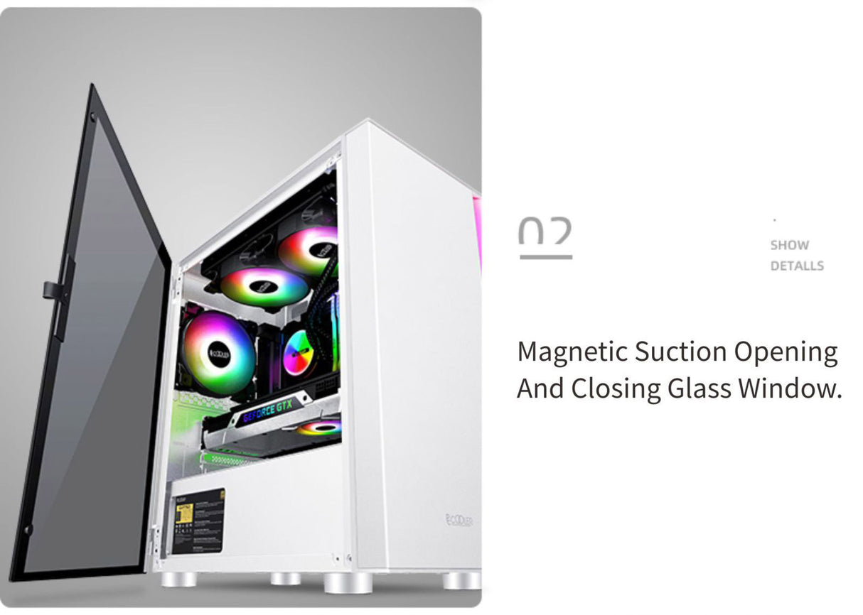 PCcooler GAME 5 Metallic Gray mATX TG Mid Tower Case (with 1*120mm RGB Fan)