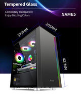 PCcooler GAME 5 Metallic Gray mATX TG Mid Tower Case (with 1*120mm RGB Fan)